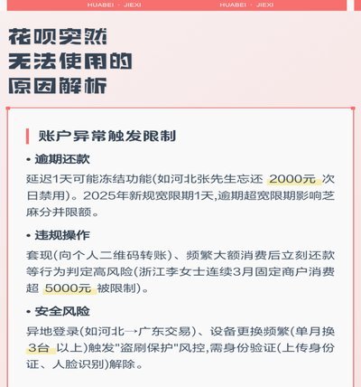 花呗突然不能付款了怎么回事